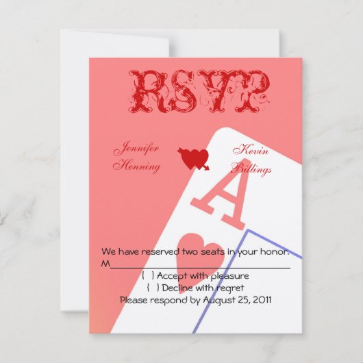 Casino Las Vegas Wedding RSVP-kaart RSVP Kaartje (Voorkant)