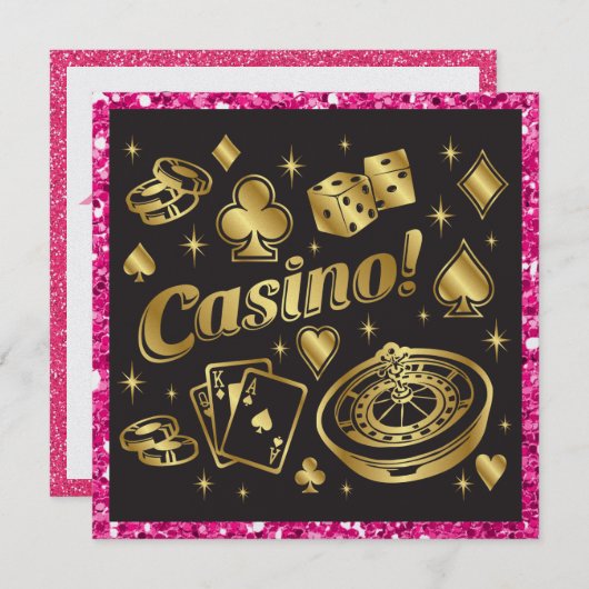 Casino Nacht Feest / Fondsenwerving uitnodiging (Voorkant / Achterkant)