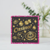 Casino Nacht Feest / Fondsenwerving uitnodiging (Staand voorkant)