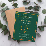 Casino nacht groen goud verjaardag uitnodiging<br><div class="desc">Een Casino avond thema verjaardagsuitnodiging in groen en goud. Een speelkaart als lijst. Sjablonen voor uw feestinformatie. 1 vel = 1 uitnodiging bedrukt rand tot rand.</div>