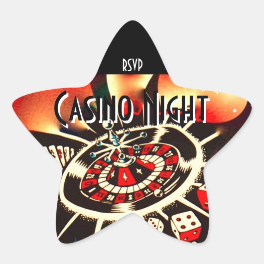 Casino Nacht Party ster rsvp Sticker (Voorkant)