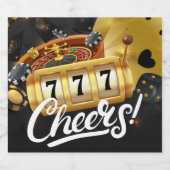 Casino Nacht Party Zwart Goud Proost Sparkling Wijnetiket (Enkel label)