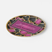 CASINO NACHT ROZE Verjaardagsfeestgeschenk Label Papieren Bordje (Gekanteld)