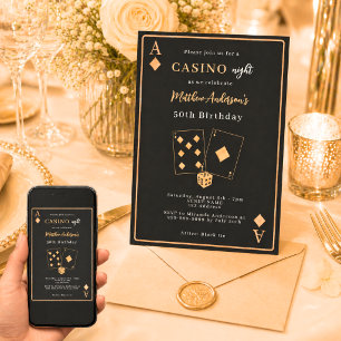 Casino nacht zwart goud premium verjaardag kaart