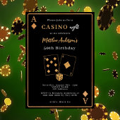 Casino nacht zwart goud verjaardag kaart