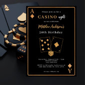Casino nacht zwart goud verjaardag kaart