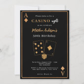 Casino nacht zwart goud verjaardag kaart (Voorkant)