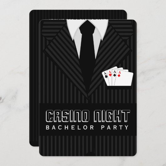 Casino Night Bachelor Party - Aangepaste uitnodigi Kaart (Voorkant / Achterkant)
