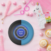 Casino Night Black en Blue Poker Chip Papieren Bordje (Feest)