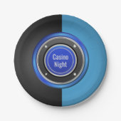 Casino Night Black en Blue Poker Chip Papieren Bordje (Voorkant)