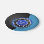 Casino Night Black en Blue Poker Chip Papieren Bordje (Gekanteld)