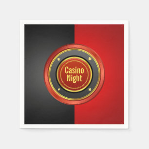 Casino Night Black en Red Poker Chip Servetten