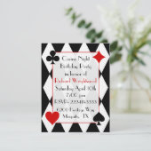 Casino Night Custom Birthday Invitation Kaart (Staand voorkant)