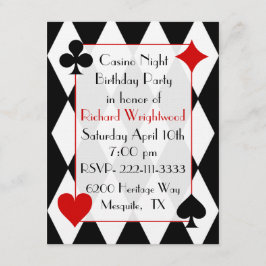 Casino Night Custom Birthday Invitation Kaart