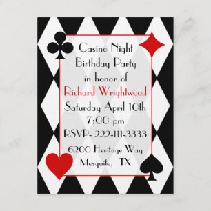 Casino Night Custom Birthday Invitation Kaart