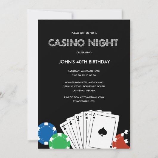 Casino Night Feest Uitnodiging (Voorkant)