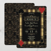 Casino Night Gold  Art Deco 1920s Gatsby Wedding Kaart (Voorkant / Achterkant)