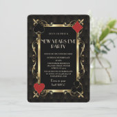 Casino Night Gold Art Deco New Years Eve Party Kaart (Staand voorkant)