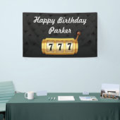 Casino Night Happy Birthday Party Zwart Goud Spandoek (Beurs)