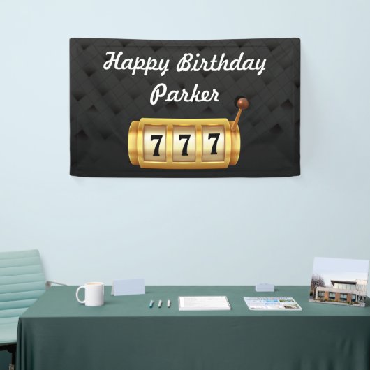 Casino Night Happy Birthday Party Zwart Goud Spandoek (Beurs)