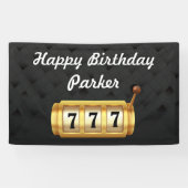 Casino Night Happy Birthday Party Zwart Goud Spandoek (Horizontaal)