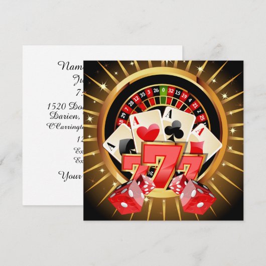Casino Night Invitation Kaart (Voorkant / Achterkant)