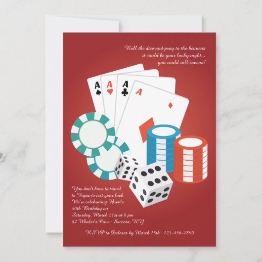 Casino Night Invitation Kaart (Voorkant)