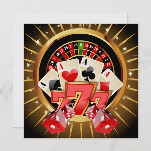 Casino Night Invitation Kaart (Voorkant / Achterkant)