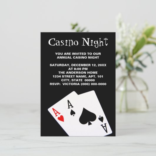 Casino Night Invitations Kaart (Staand voorkant)