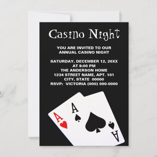 Casino Night Invitations Kaart (Voorkant)