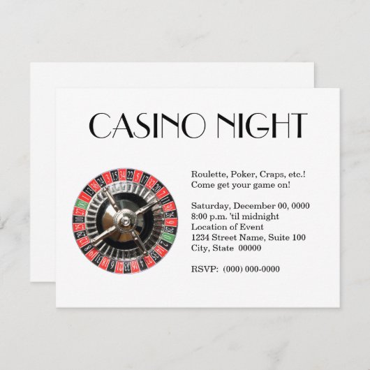 Casino Night Invitations Kaart (Voorkant / Achterkant)