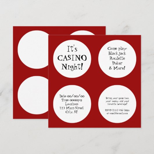 Casino Night Kaart (Voorkant / Achterkant)