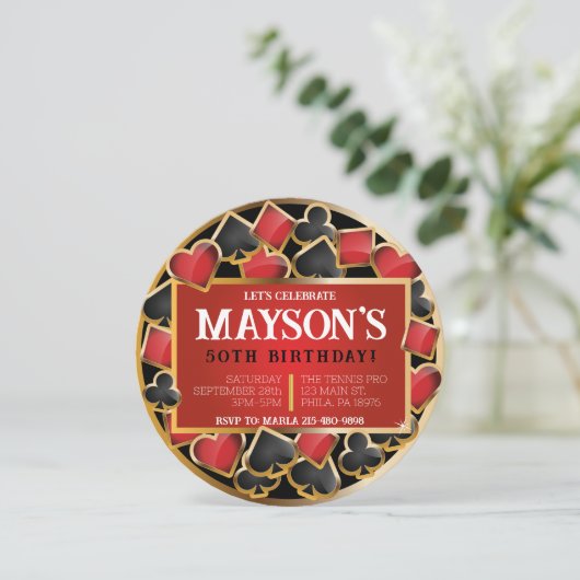 CASINO NIGHT Kaarten Verjaardagsfeestuitnodiging (Staand voorkant)