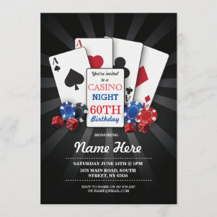 Casino Night Las Vegas Birthday Invitation Party Kaart