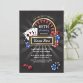Casino Night Las Vegas Birthday Invite Party Kaart (Staand voorkant)