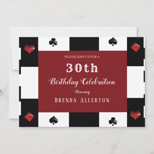 Casino Night Las Vegas Birthday Party Kaart (Voorkant)