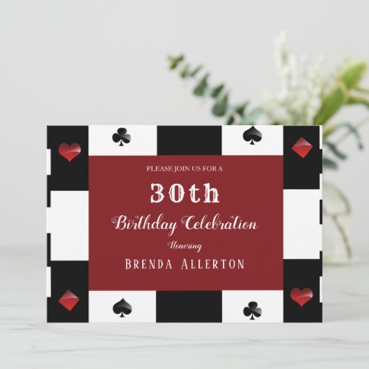 Casino Night Las Vegas Birthday Party Kaart (Staand voorkant)