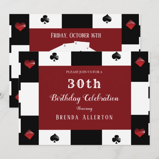 Casino Night Las Vegas Birthday Party Kaart (Voorkant / Achterkant)