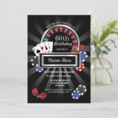 Casino Night Las Vegas Birthday Silver Party Kaart (Staand voorkant)