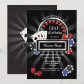 Casino Night Las Vegas Birthday Silver Party Kaart (Voorkant / Achterkant)