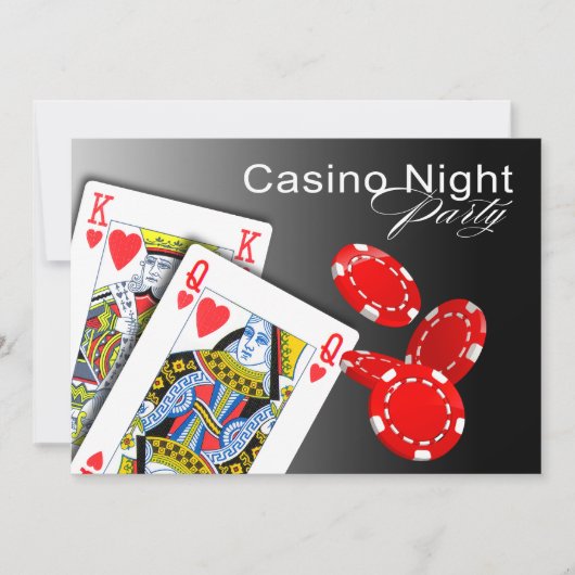 Casino Night Las Vegas Poker Party - rood Kaart (Voorkant)