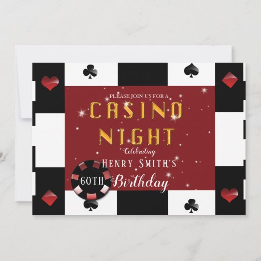 Casino Night Las Vegas Verjaardagsfeest Kaart (Voorkant)