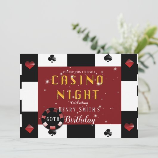 Casino Night Las Vegas Verjaardagsfeest Kaart (Staand voorkant)
