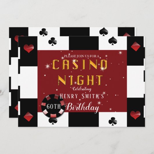 Casino Night Las Vegas Verjaardagsfeest Kaart (Voorkant / Achterkant)