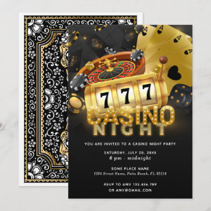 Casino Night Party Black Gold Kaart