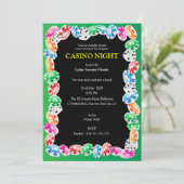 Casino Night Party Invitation Sjabloon Kaart (Staand voorkant)