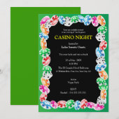 Casino Night Party Invitation Sjabloon Kaart (Voorkant / Achterkant)