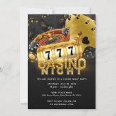 Casino Night Party Zwart Goud Kaart (Voorkant)