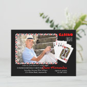 Casino Night Photo Invitation Kaart (Staand voorkant)