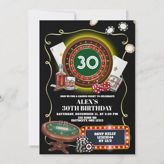 Casino Night Poker Man Adult Birthday Kaart (Voorkant)